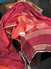 Raw Silk Banarasi - Maroon Rust Shaded