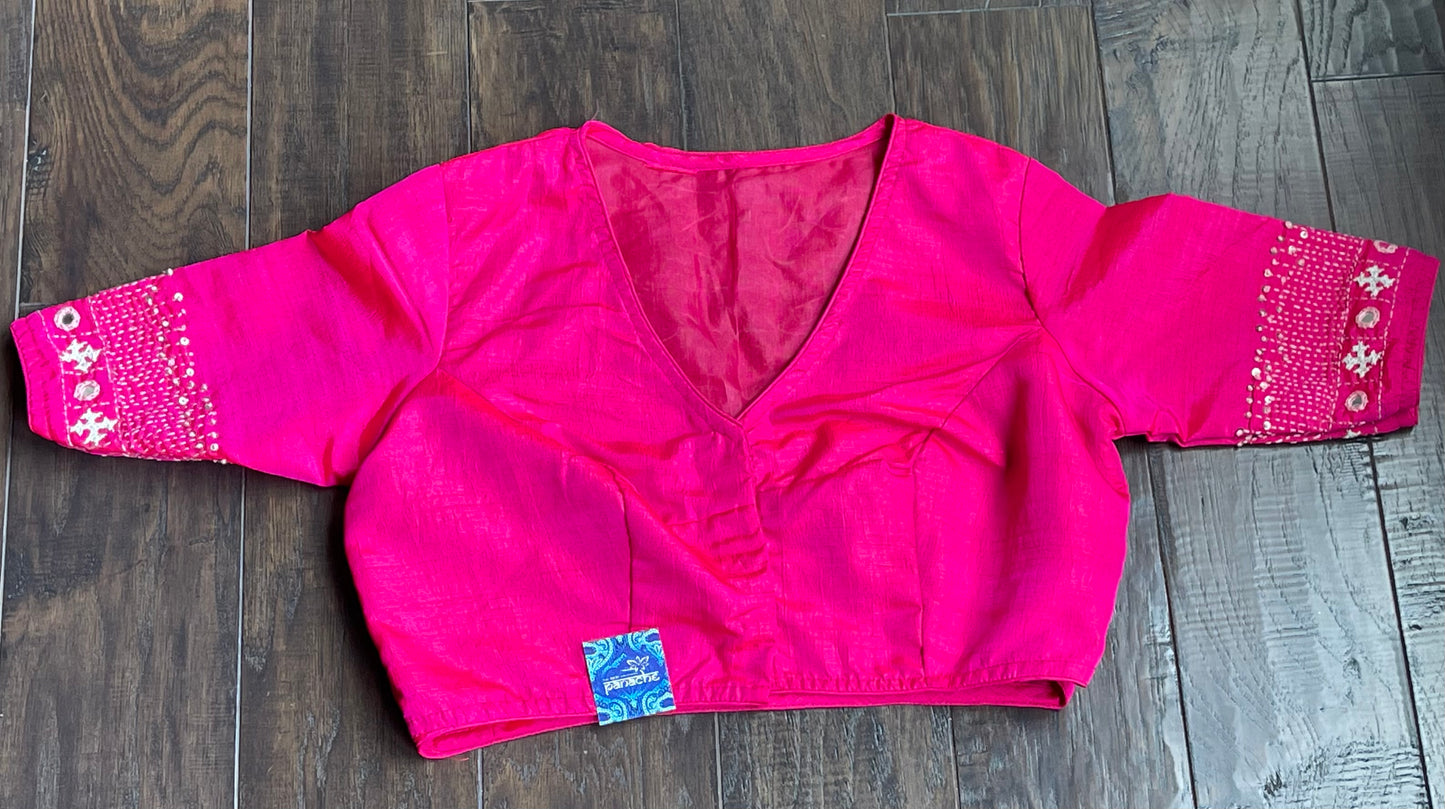 Designer Blouse - Pink Gujarati Stitch