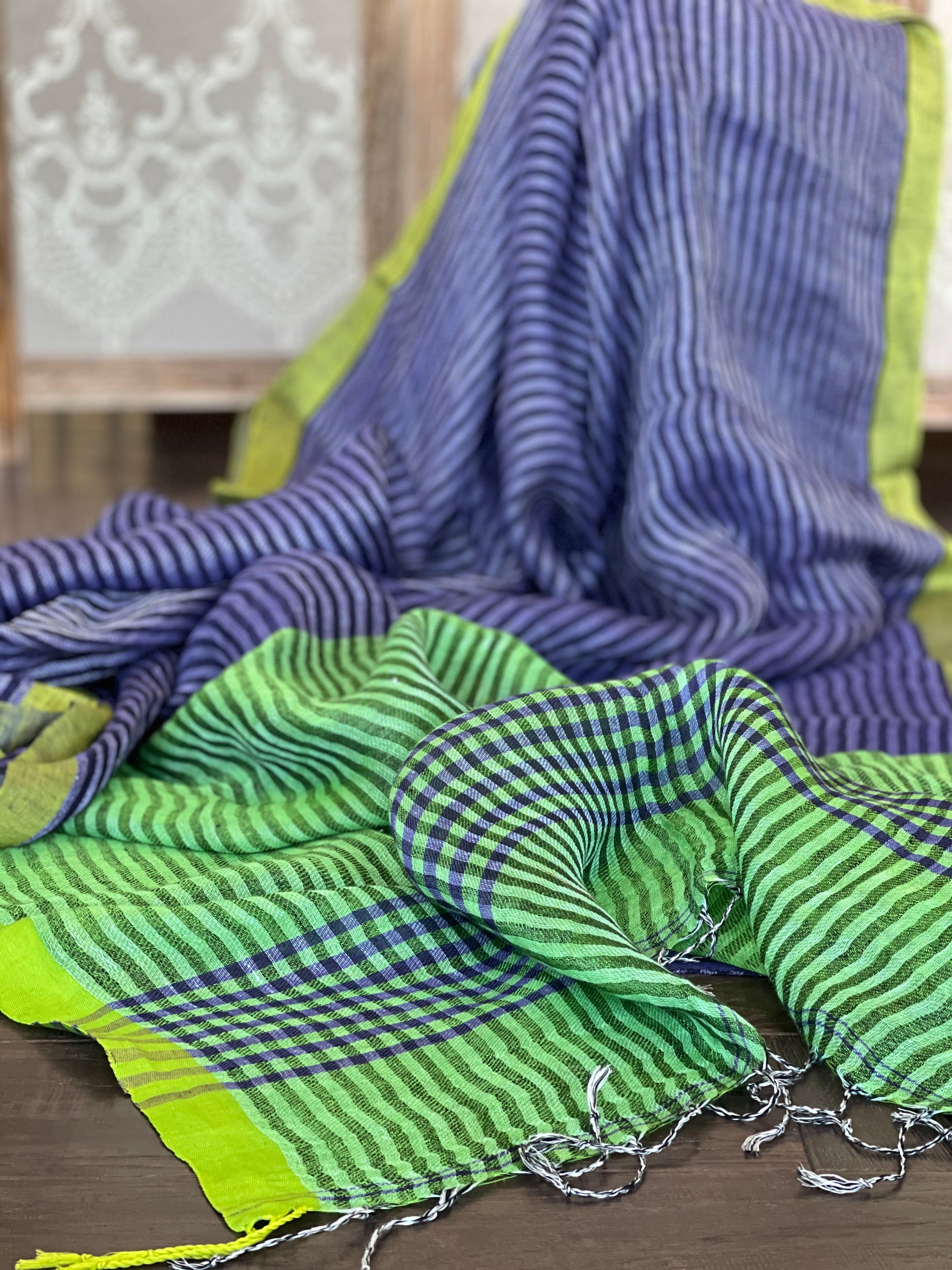 Linen - Satin Border Striped Linen
