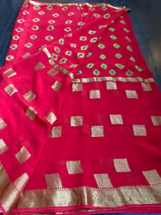 Designer Bandhani Georgette - Red Green
