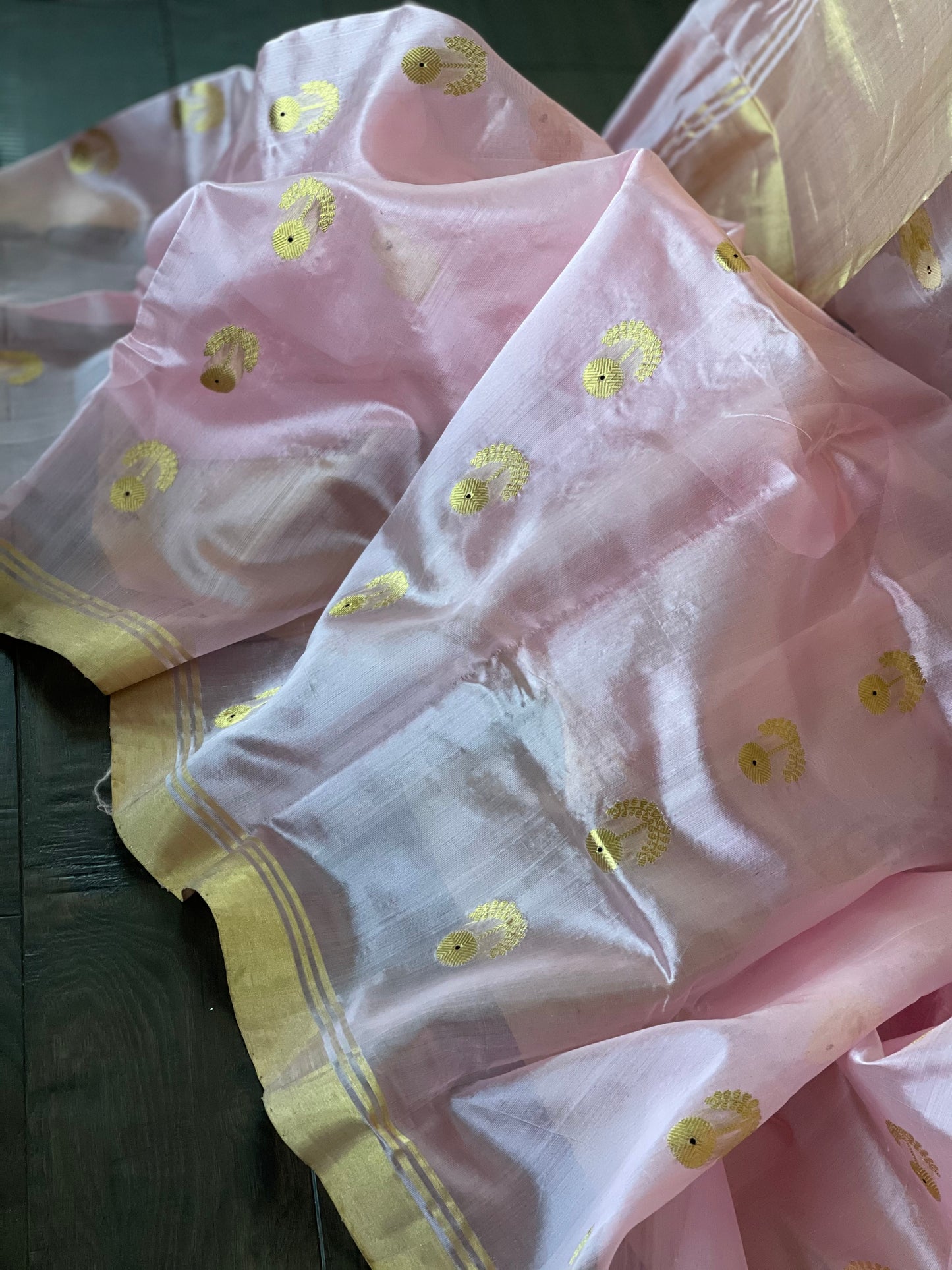 Pure Chanderi Silk - Light Baby Pink Eknaliya Woven