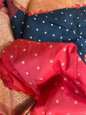 Katan Silk Banarasi - Black Red Paiesley