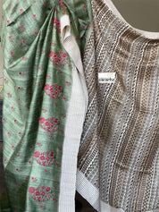 Tussar Silk - Moss Green Embroidered