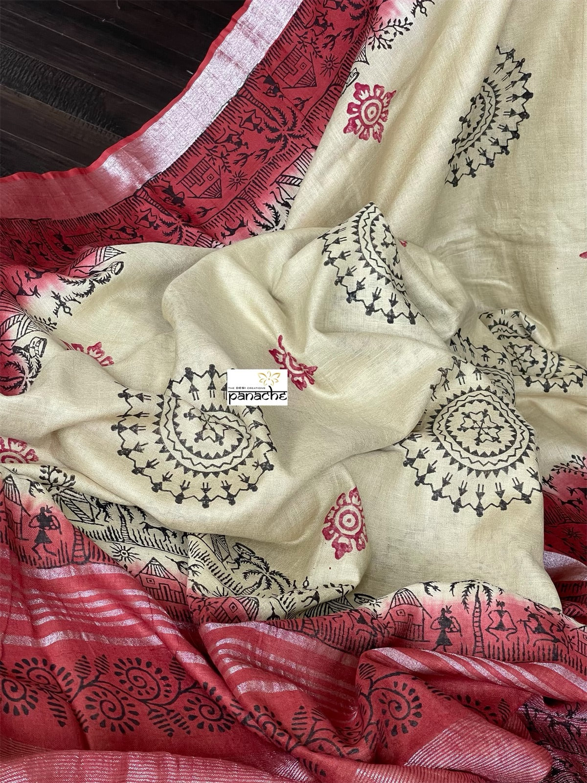 Linen Printed - Beige Yellow Maroon