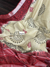 Linen Printed - Beige Yellow Maroon