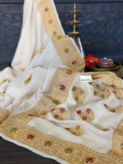 Khaddi Georgette Banarasi - Beige Meenakari