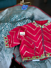 Designer Blouse - Raspberry Red Chevron