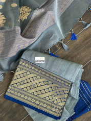 Chanderi Organza Silk - Gray Blue