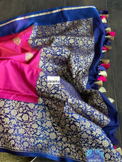 Katan Silk Banarasi - Magenta Pink Blue