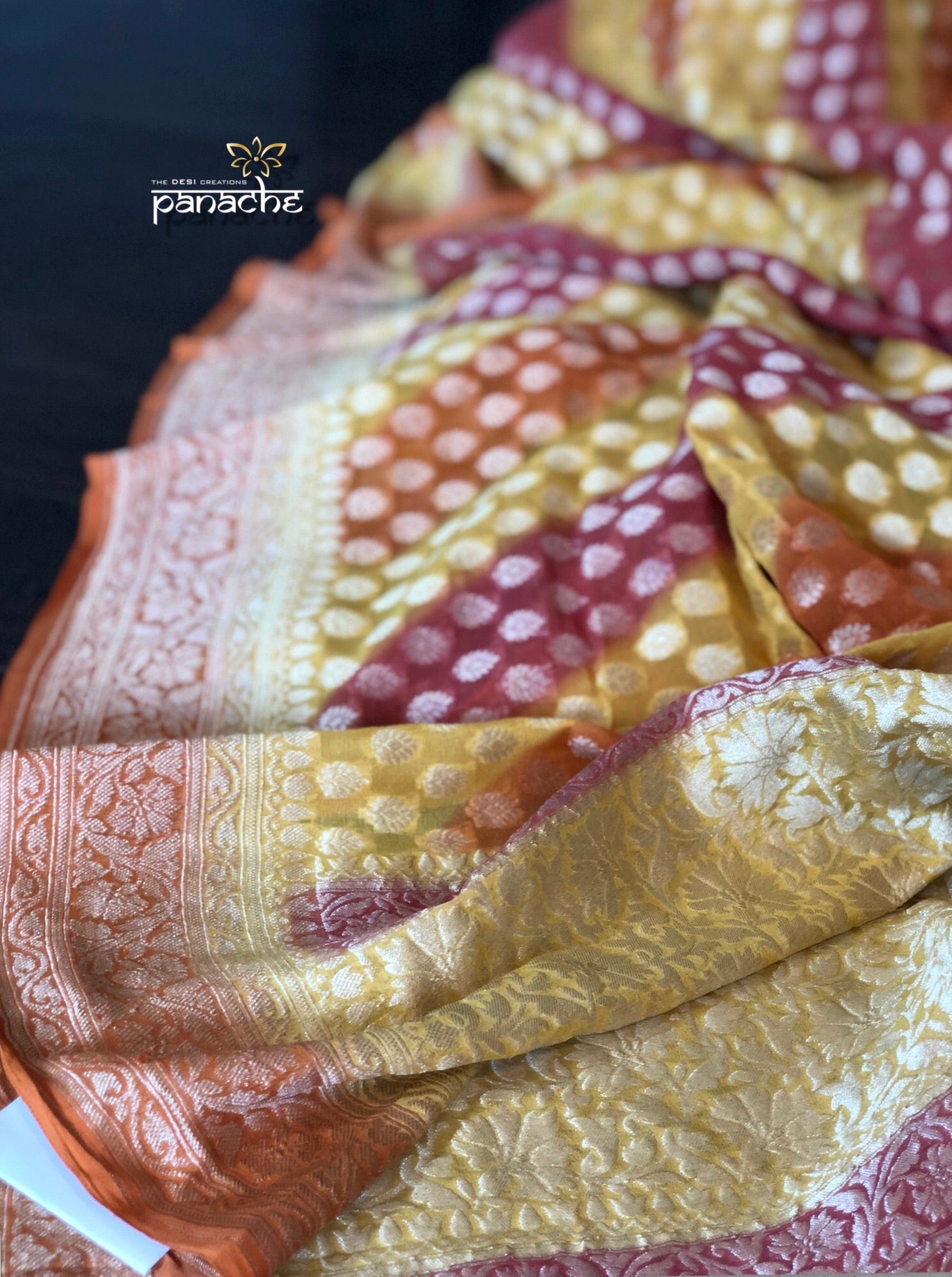 Khaddi Georgette Banarasi - Yellow Rust