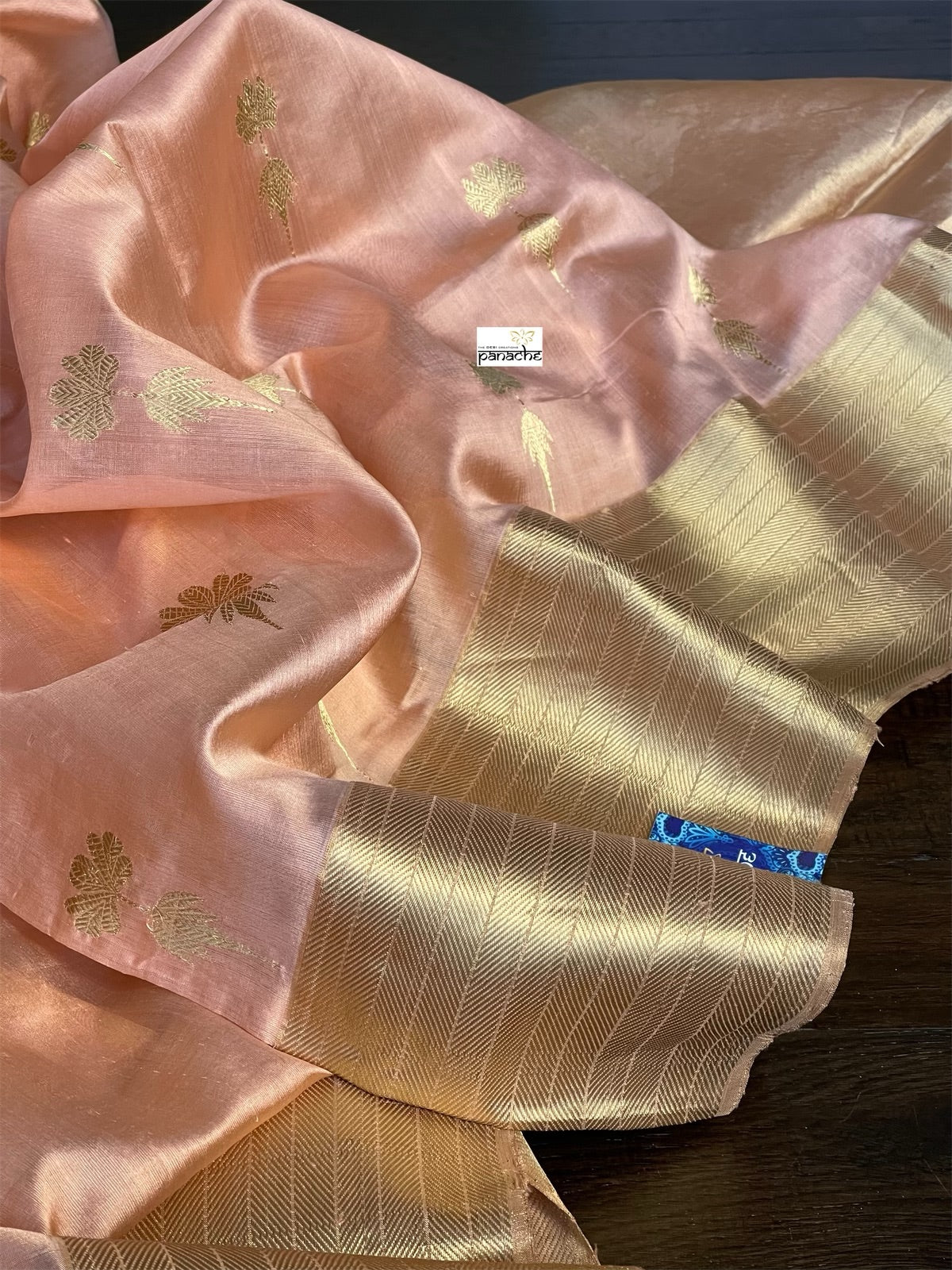 Pure Chanderi Silk - Peach Eknaliya Woven