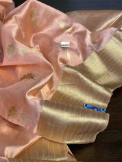 Pure Chanderi Silk - Peach Eknaliya Woven