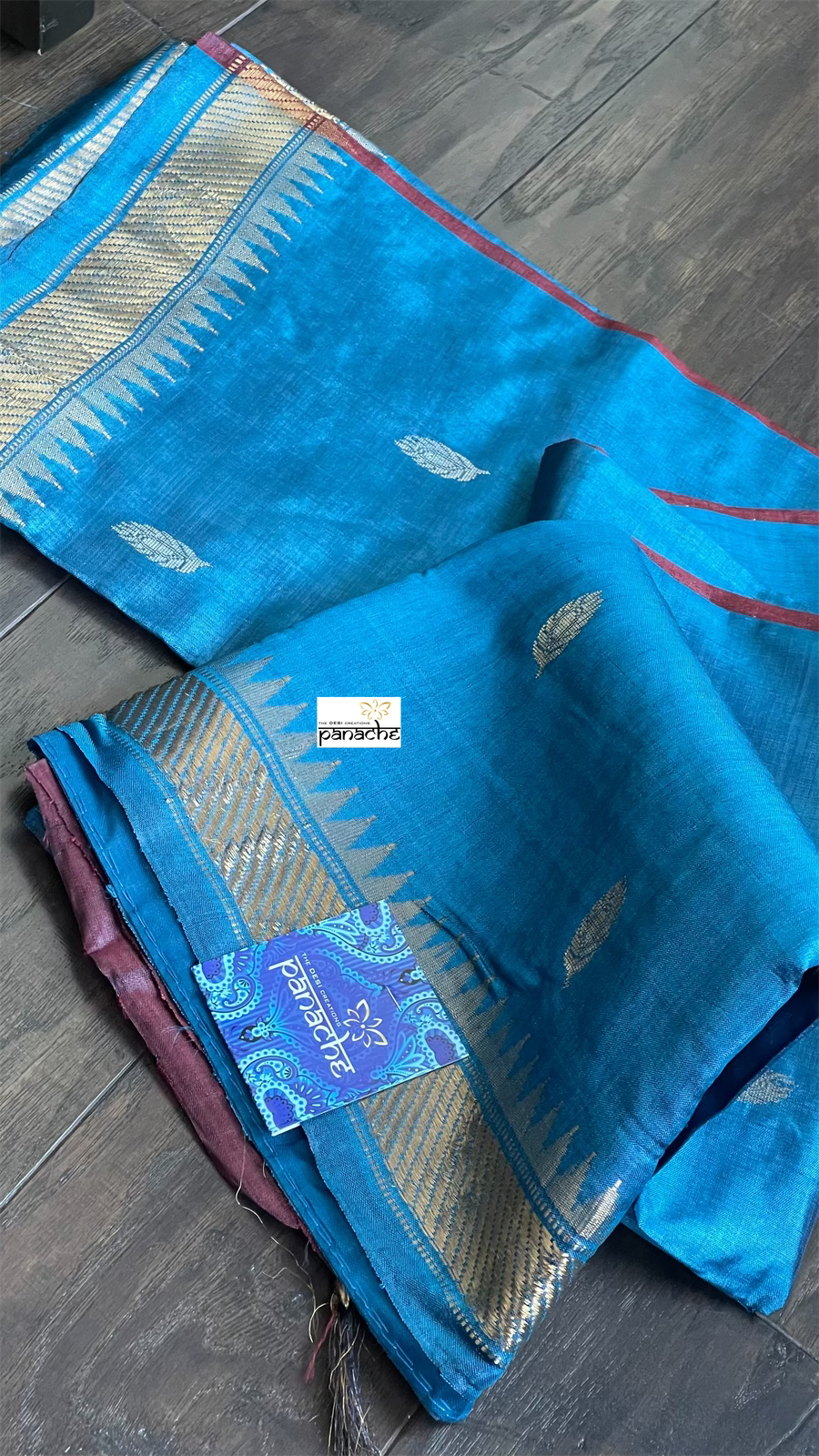 Pure Tussar Silk Woven - Royal Blue Maroon