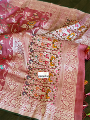 Tussar Georgette Banarasi- Gajri Pink Silver Zari
