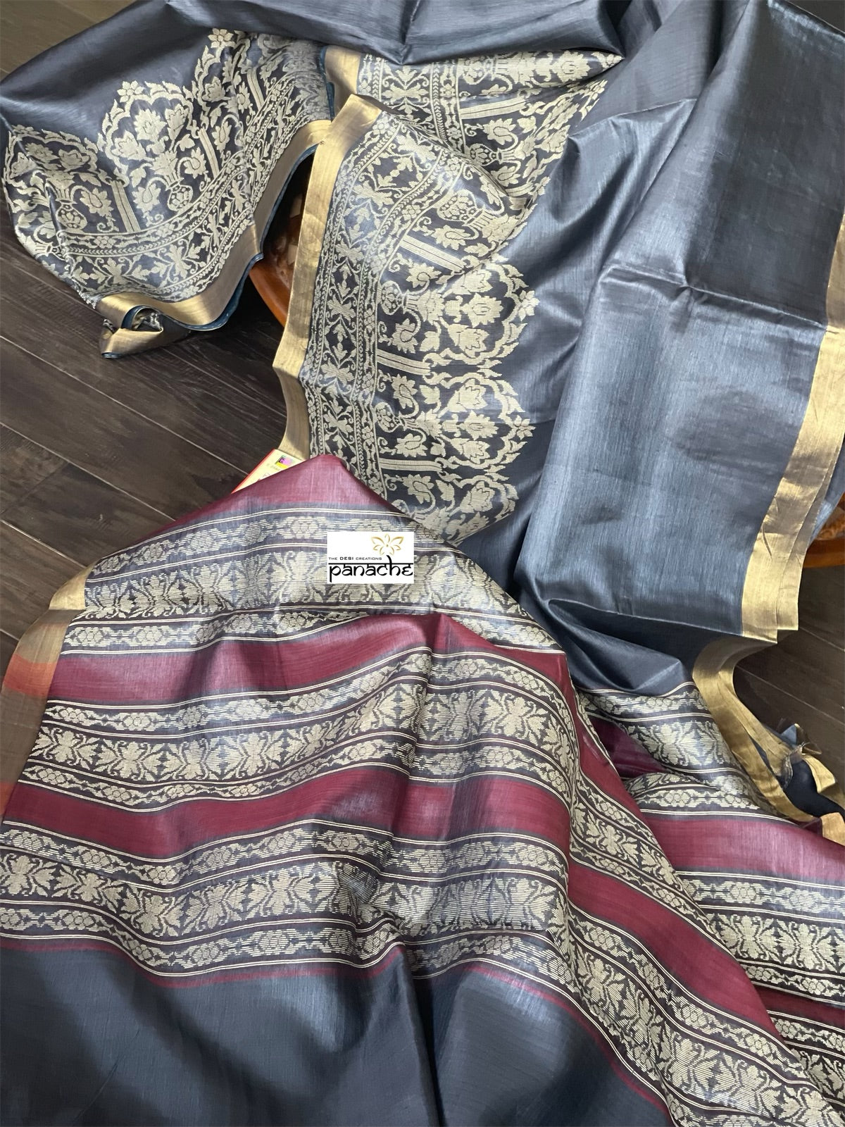 Pure Tussar Silk Woven - Charcoal Grey