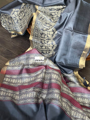 Pure Tussar Silk Woven - Charcoal Grey
