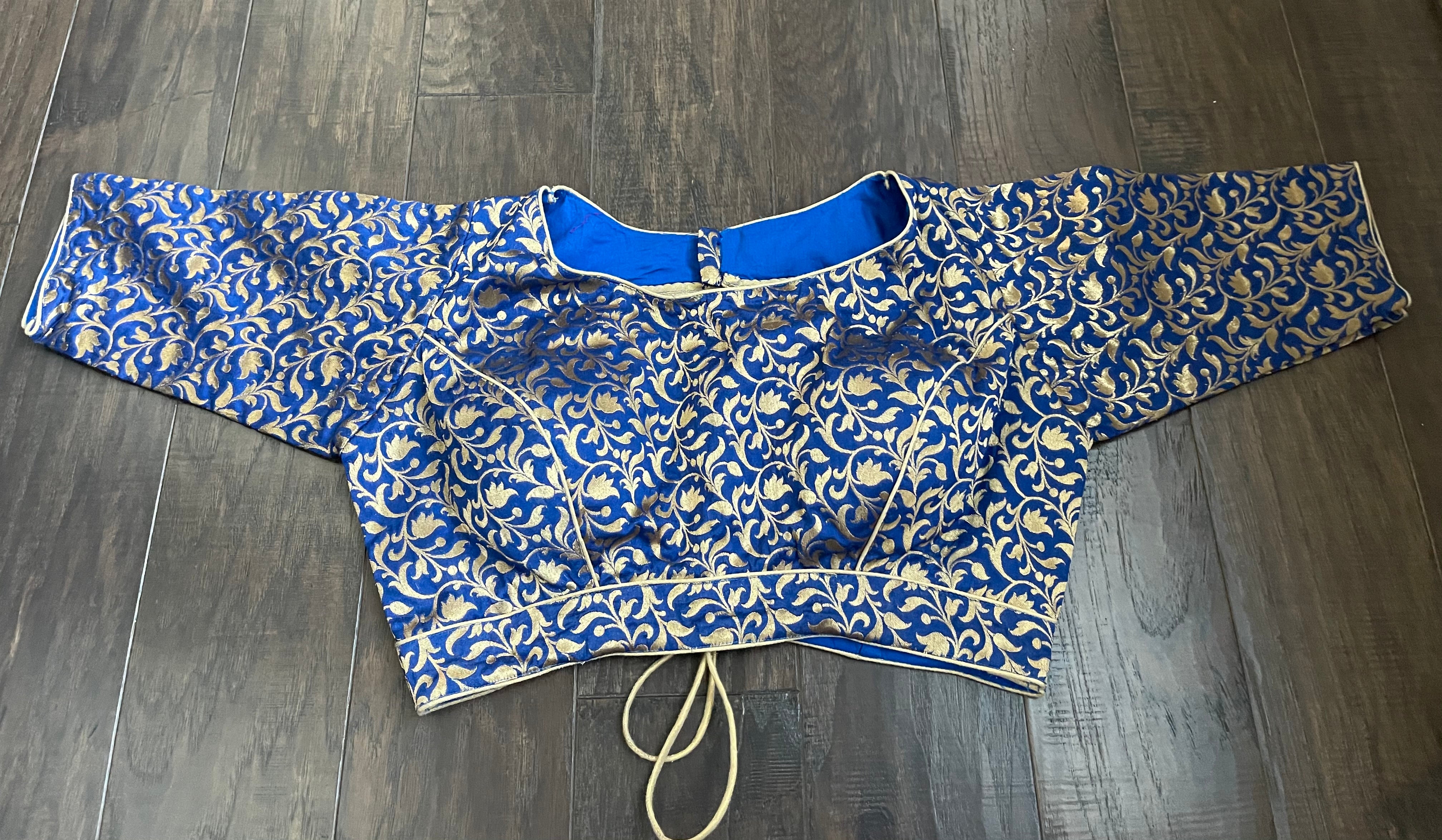 Designer Blouse - Royal Blue Brocade