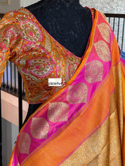 Pure Silk Brocade Banarasi - Mustard Yellow Kadwa Woven