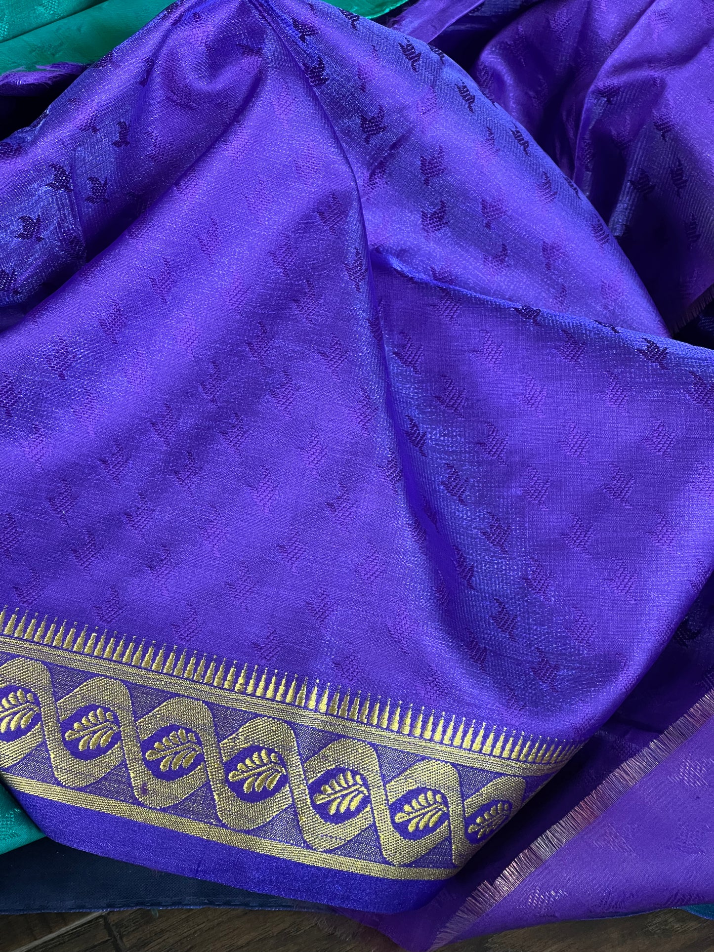 Soft Silk Kanjivaram - Sea Green Purple