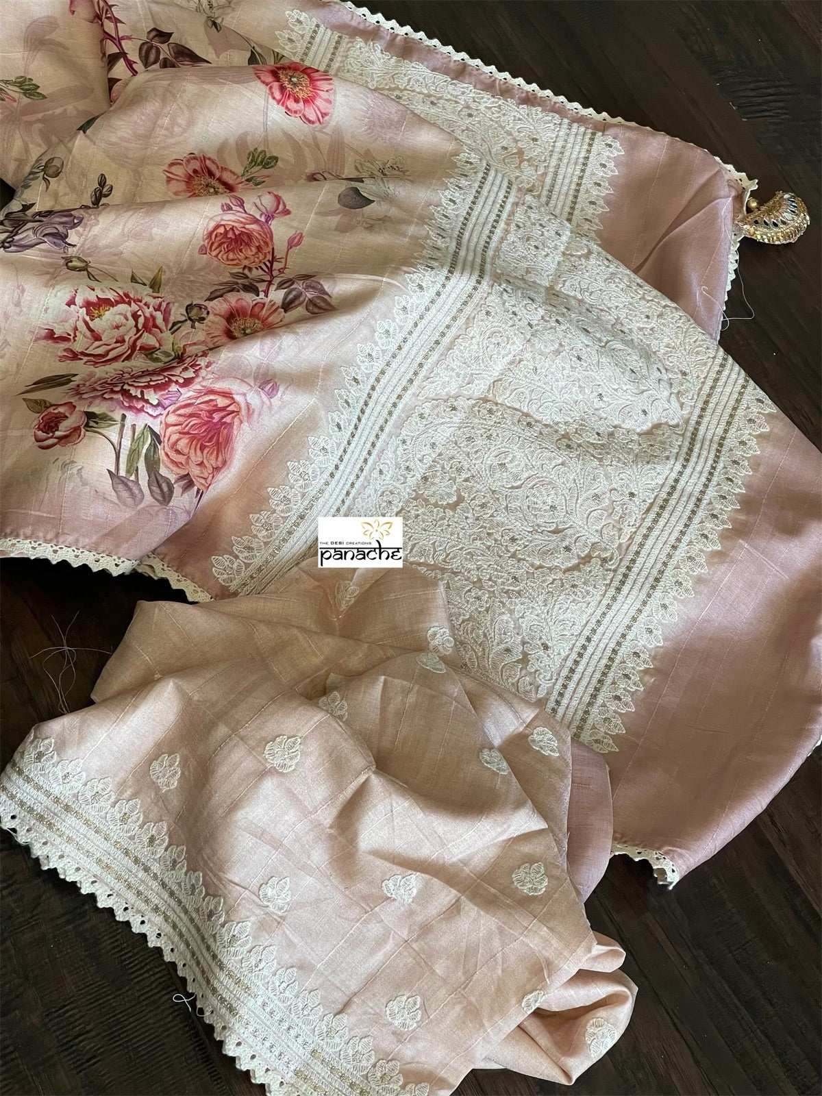Designer Muga Floral - Blush Pink