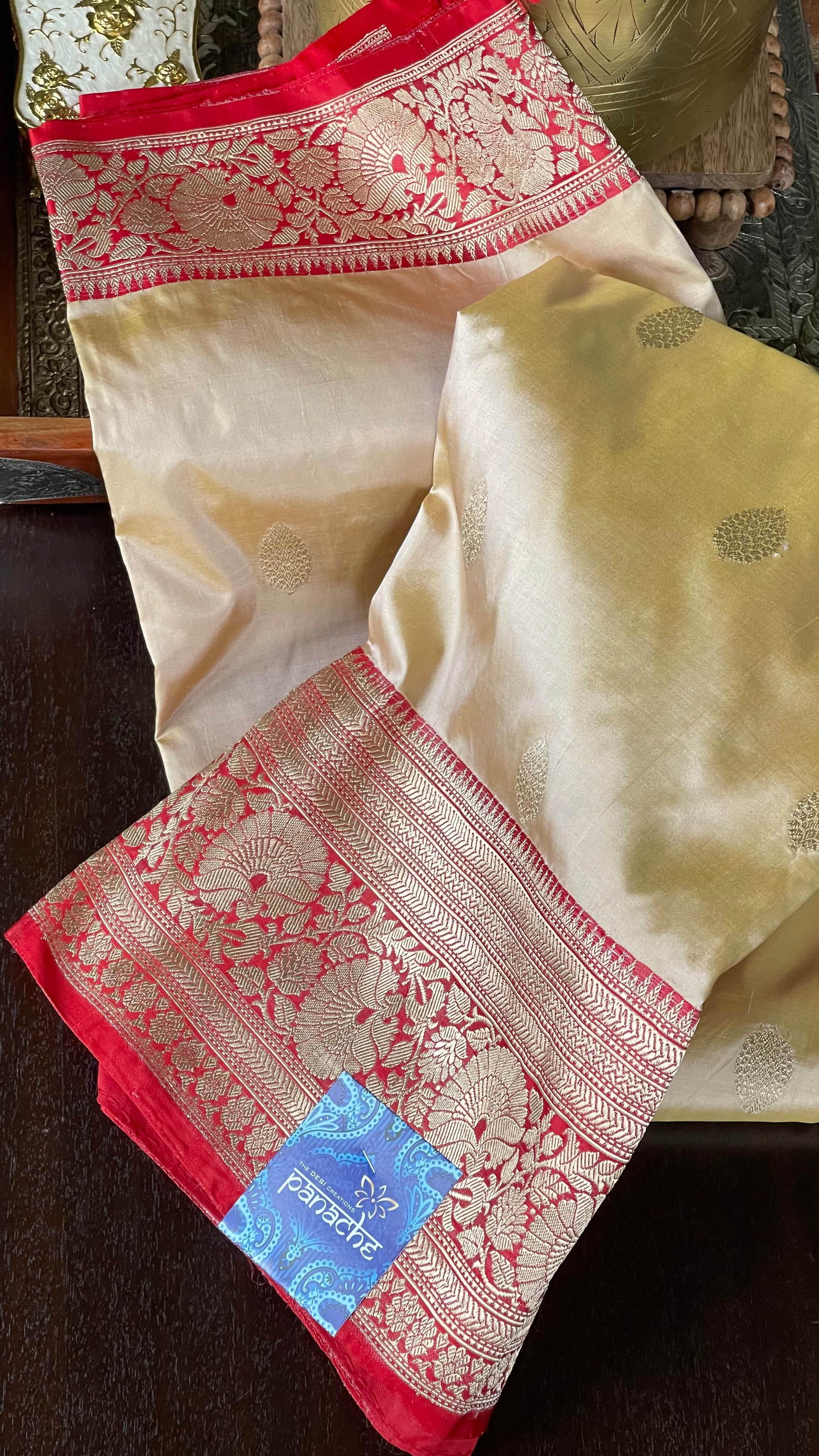 Pure Katan Silk Banarasi - Tussar Color Red