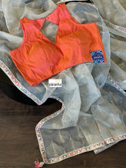 Designer Blouse - Rust Orange Raw Silk