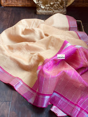 Mangalgiri Silk - Golden Ivory Pink