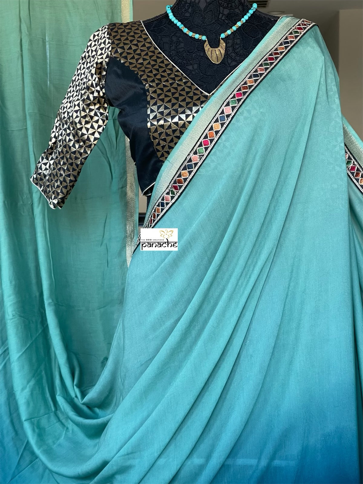 Designer Blouse - Black Gold Zari