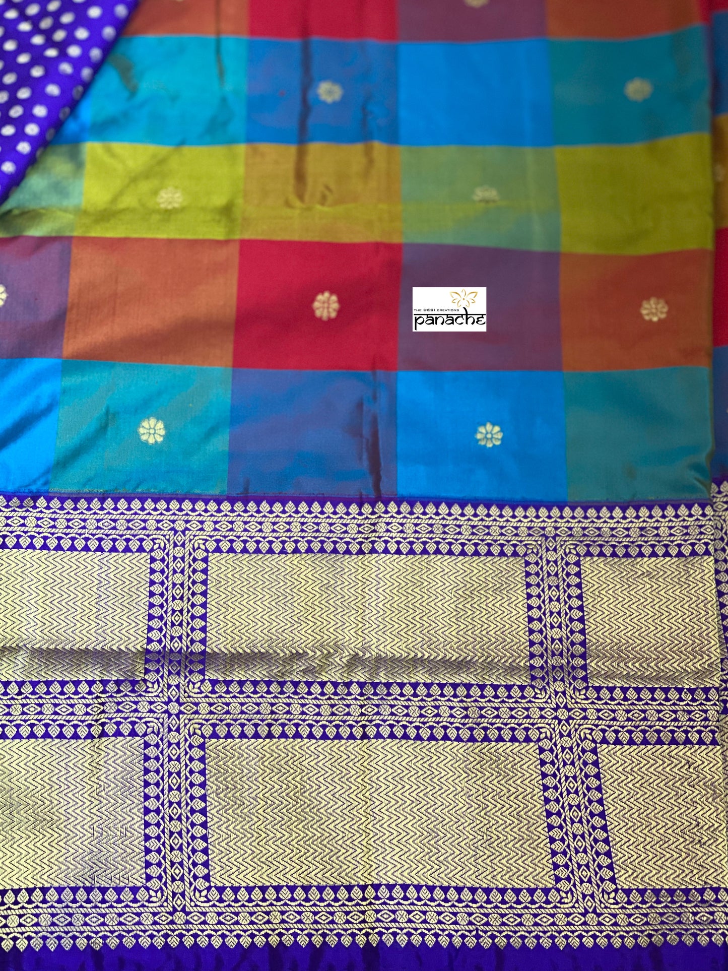 Pure Katan Silk Banarasi - Multi Color Purple Kadwa