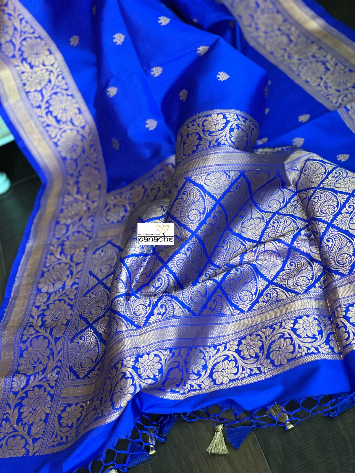 Katan Silk Banarasi -  Royal Blue Kadwa
