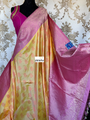 Silk Banarasi - Yellow Pink Resham Woven