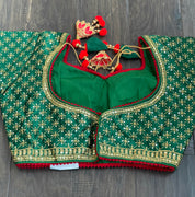 Designer Blouse - Green Red embroidered