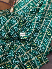 Pure Gajji Silk Gharchola - Green Bandhej