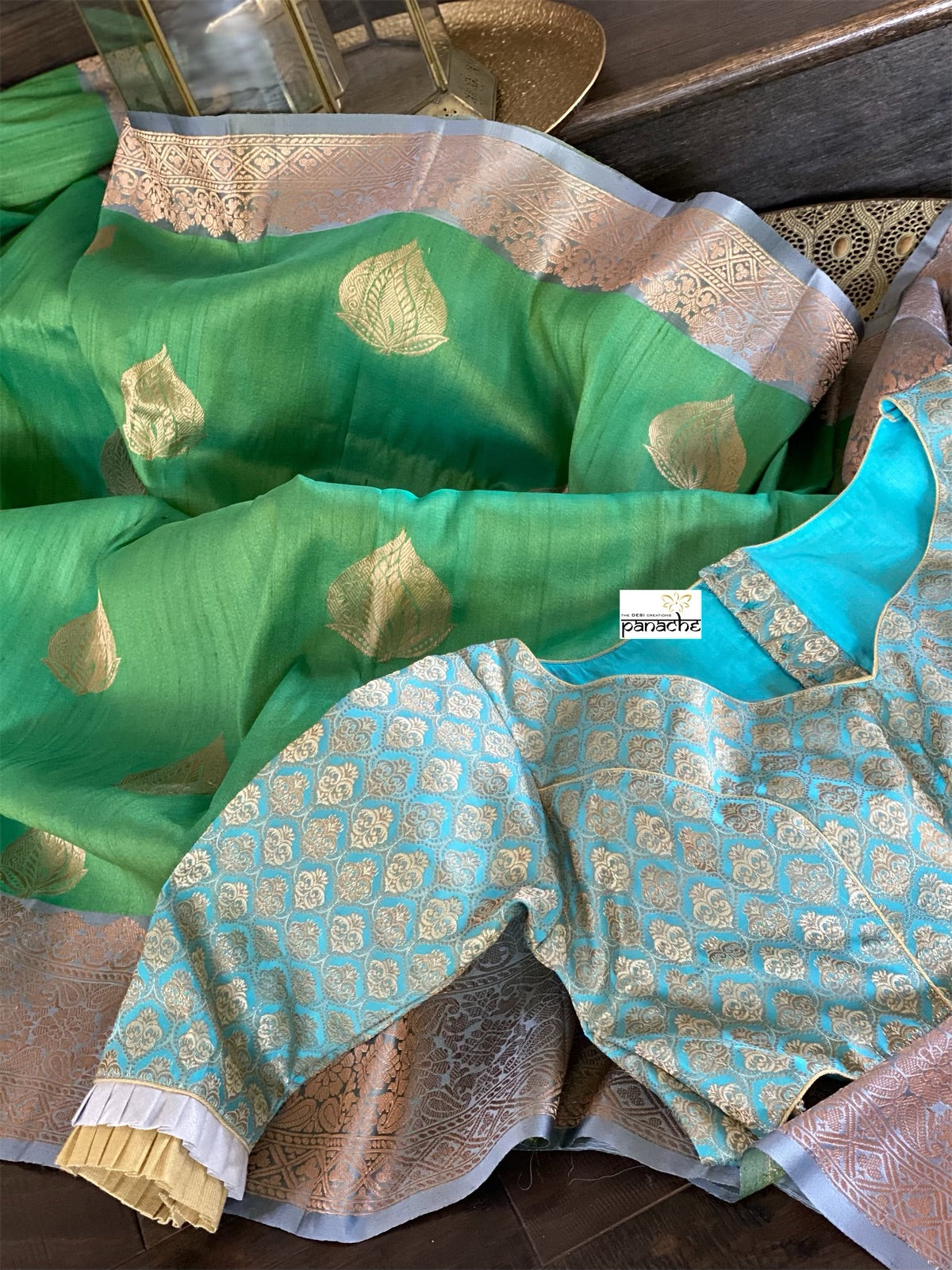 Tussar Silk Banarasi - Green Grey
