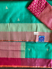 Kora Silk Banarasi - Green Magenta