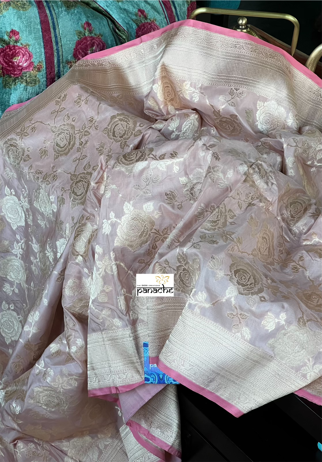 Pure Katan Silk Banarasi - Blush Pink Gold Zari