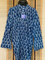 Cotton Printed Kurta Men - Indigo Flower 4XL-48