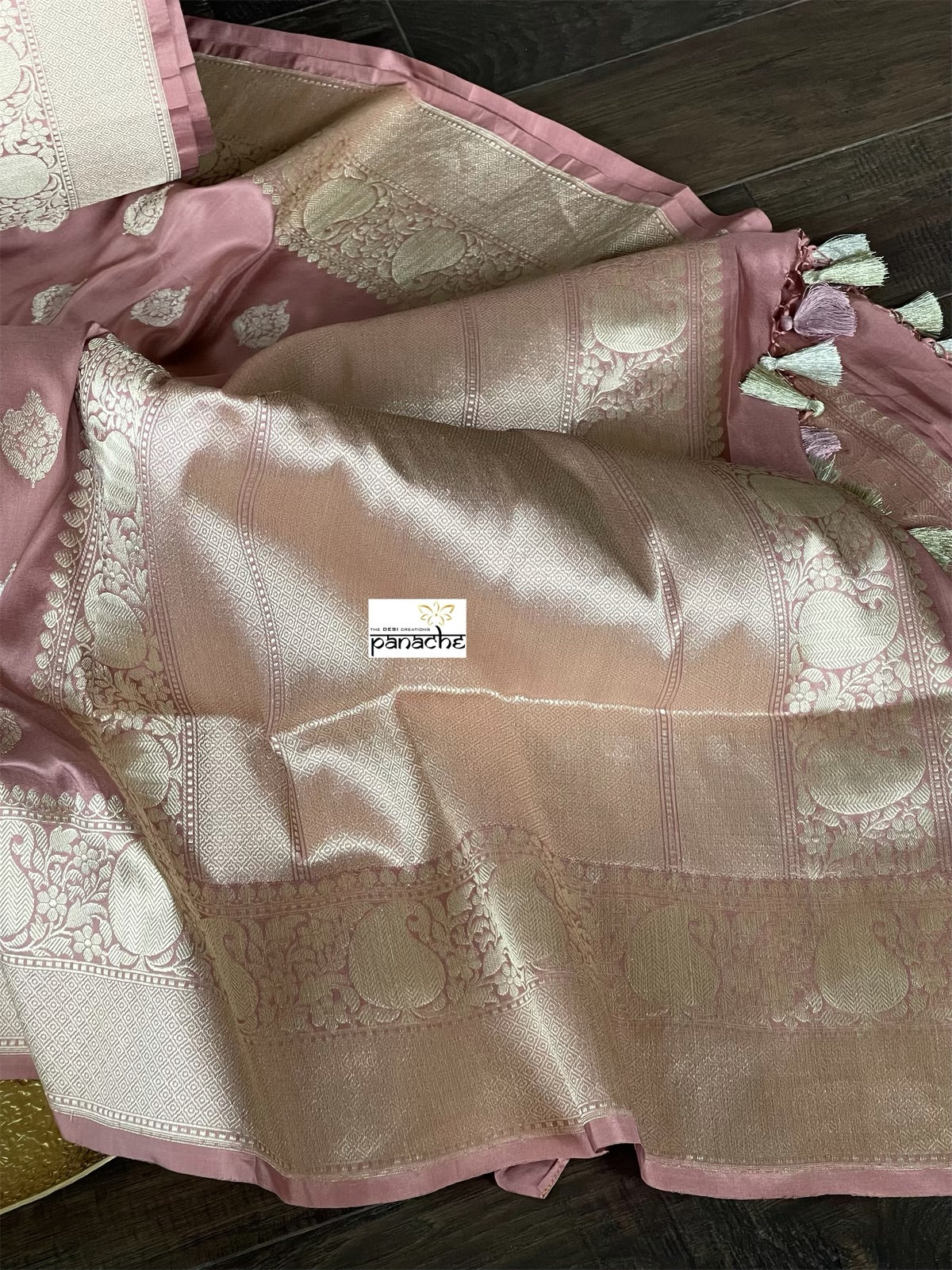 Pure Katan Silk Banarasi - Thulian Pink Antique Zari