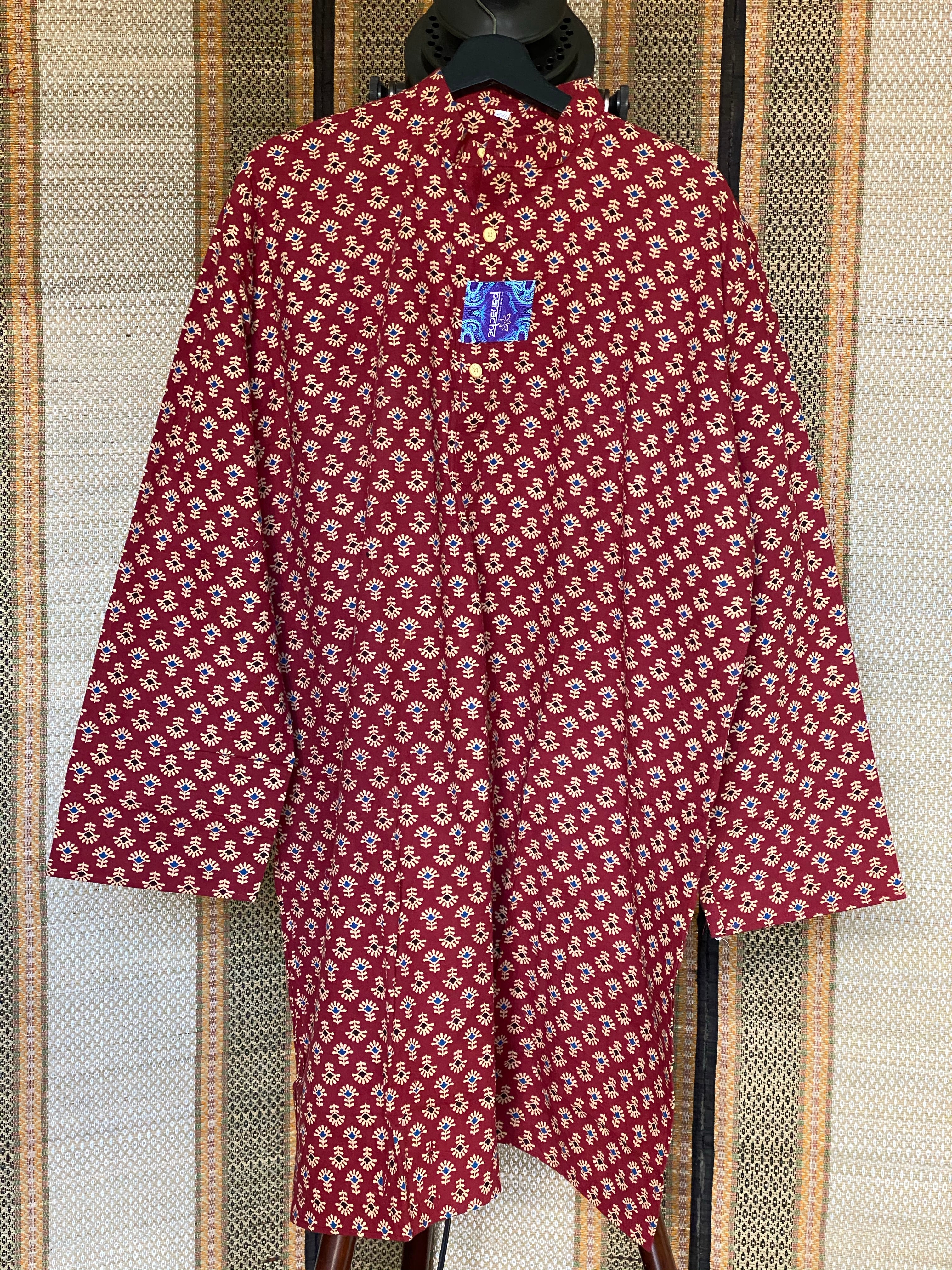 Cotton Printed Kurta Men - Maroon 4XL-48