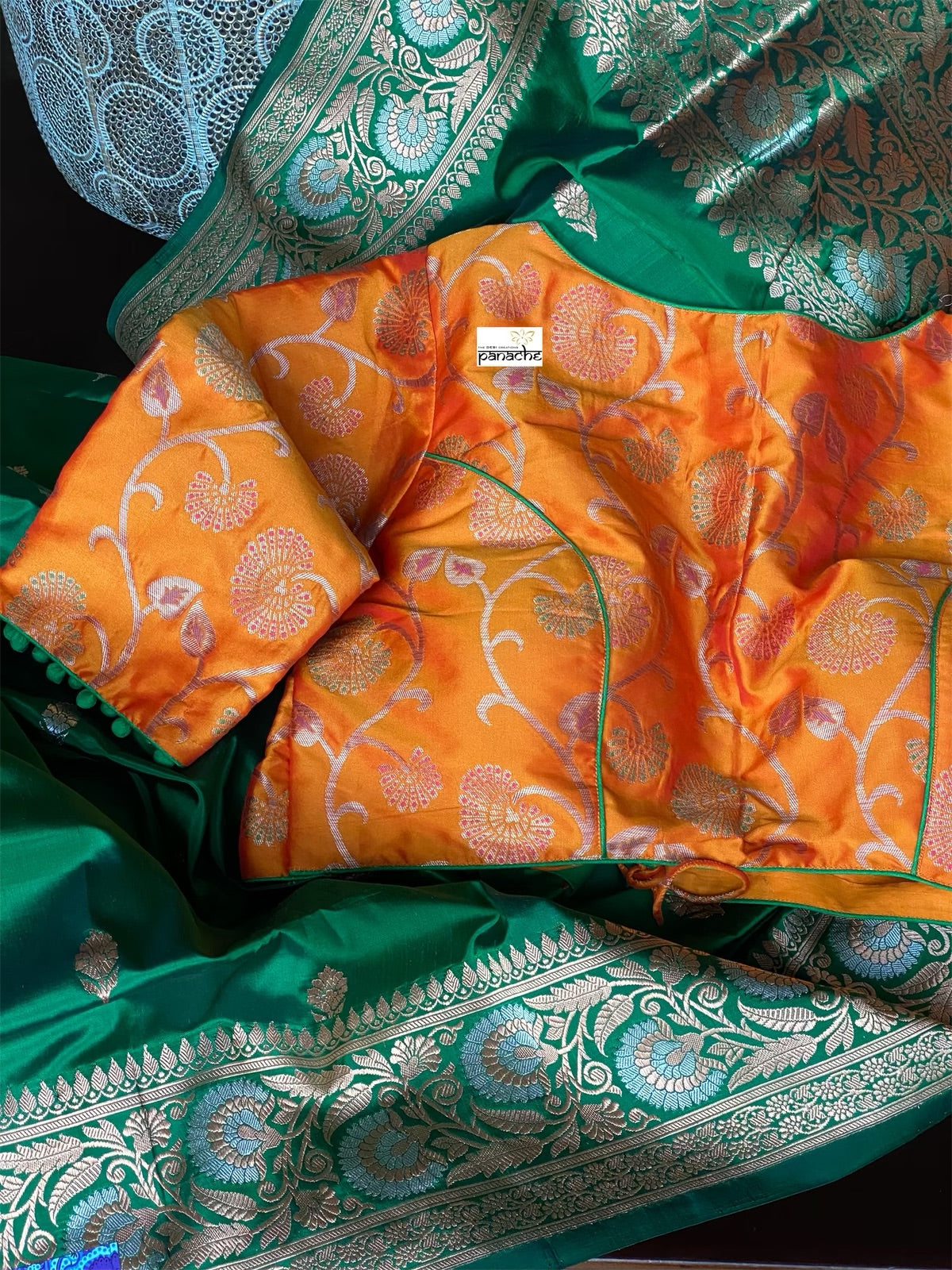 Designer Blouse - Orange Meenakari