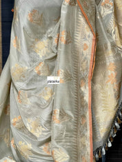 Silk Banarasi - Soft Fern Grey Rust