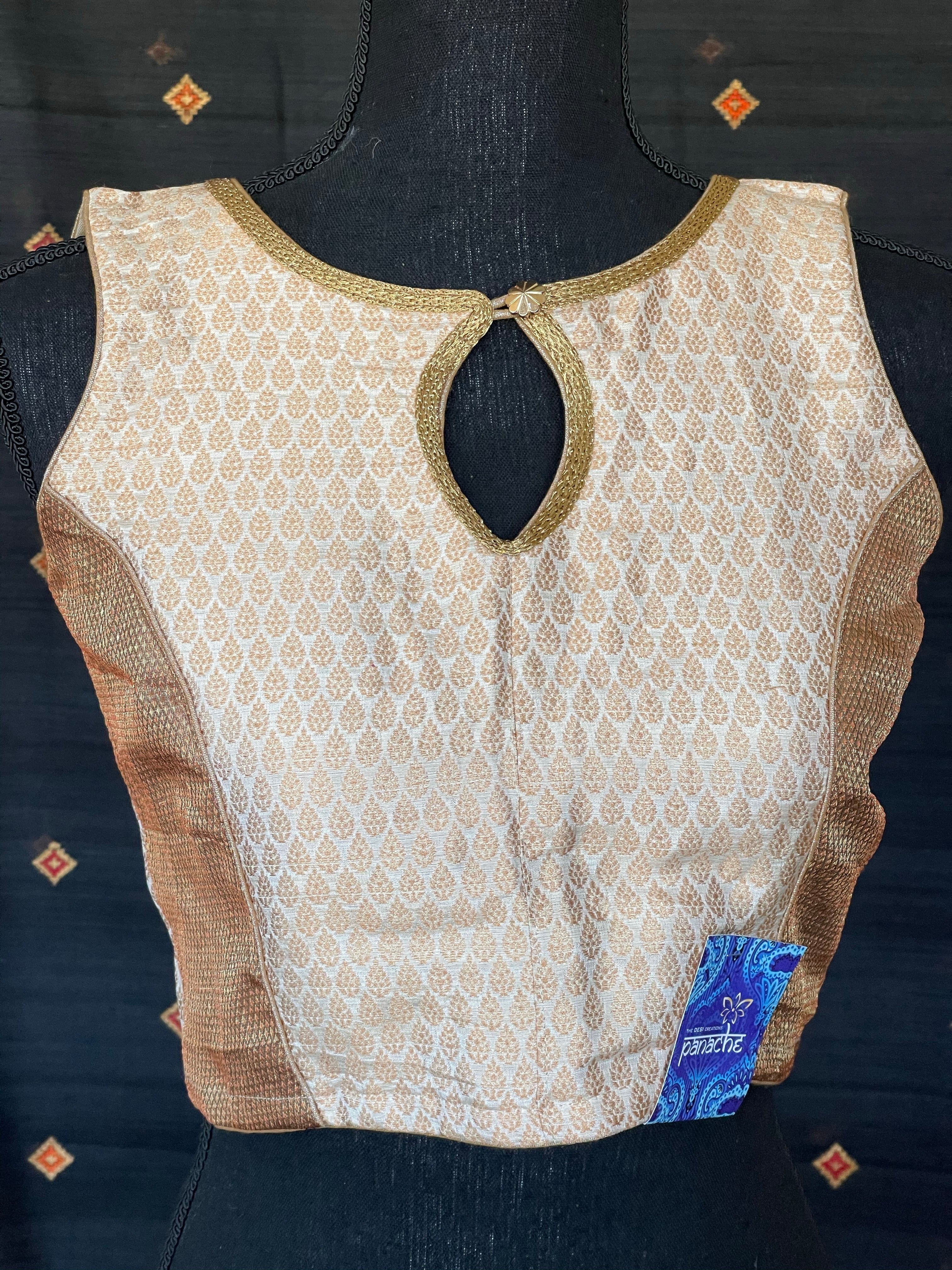 Designer Blouse - Golden Beige Woven