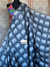 Pure Tussar Silk - Black Grey Printed
