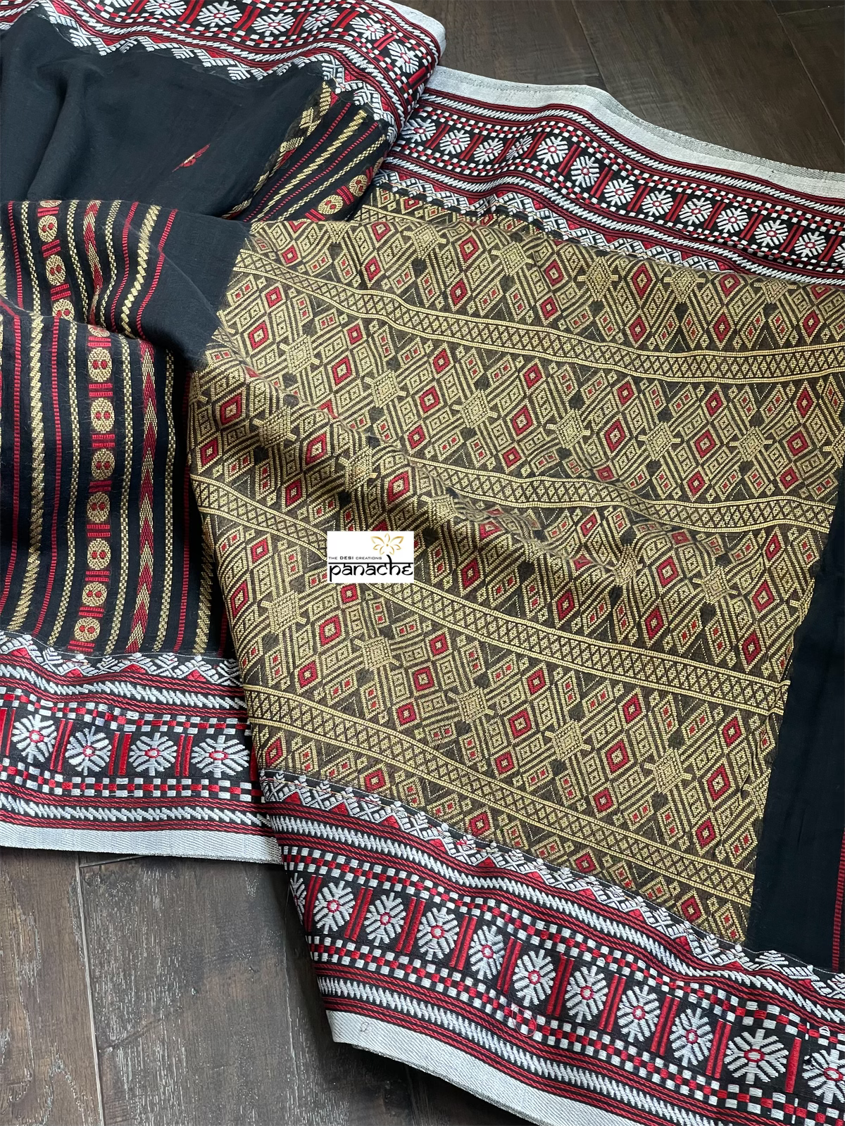 Pure Khadi Cotton Handloom - Black Red Woven