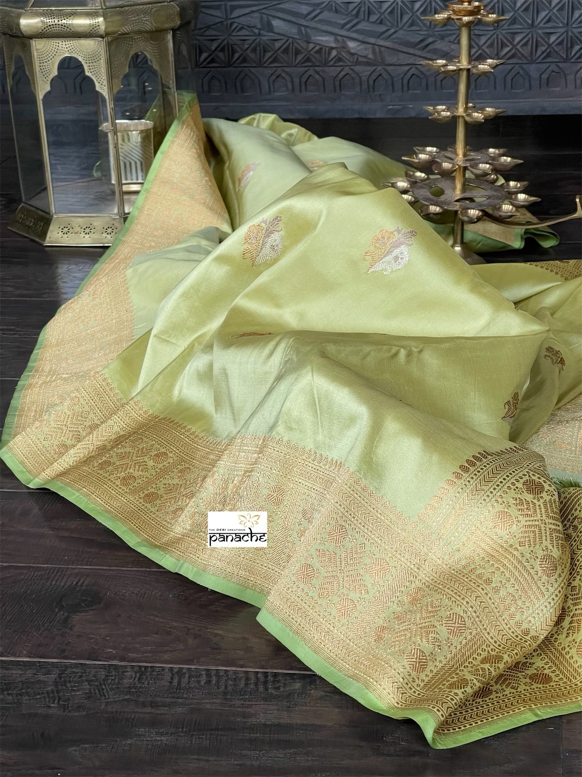 Pure Silk Banarasi - Pista Green Khadhua