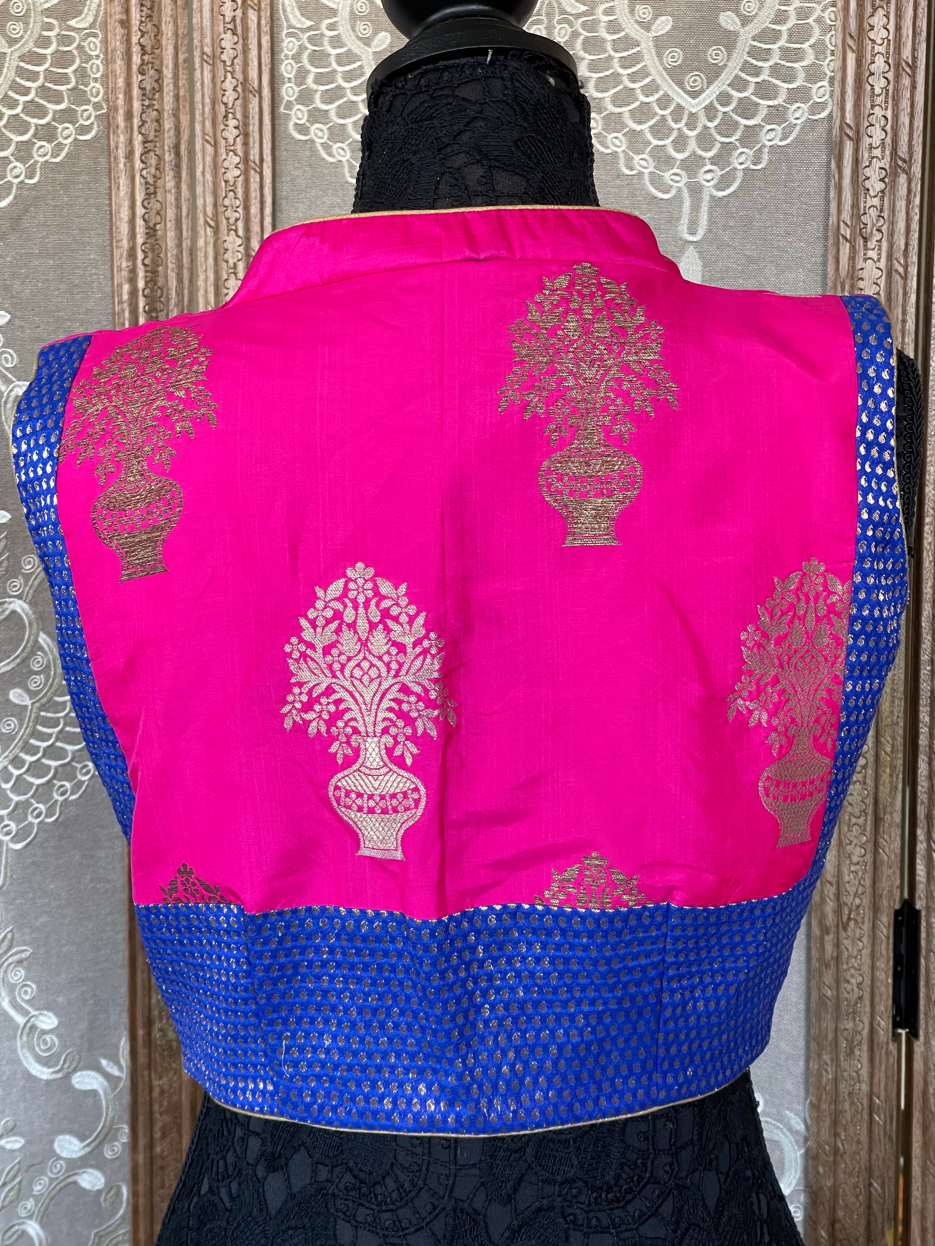 Designer Blouse - Magenta Royal Blue