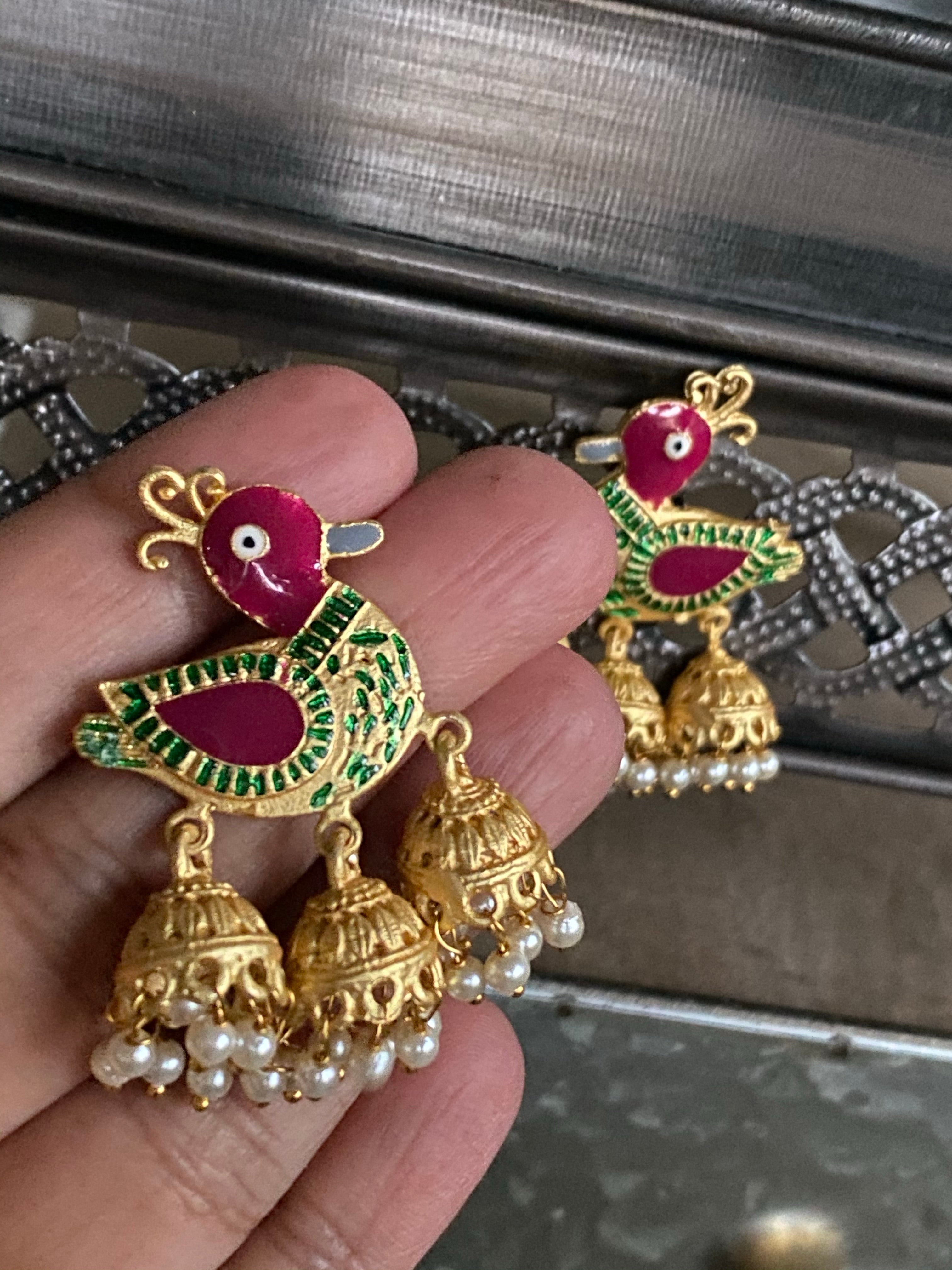 Jewelry Earring - Bird Jhumki Gold