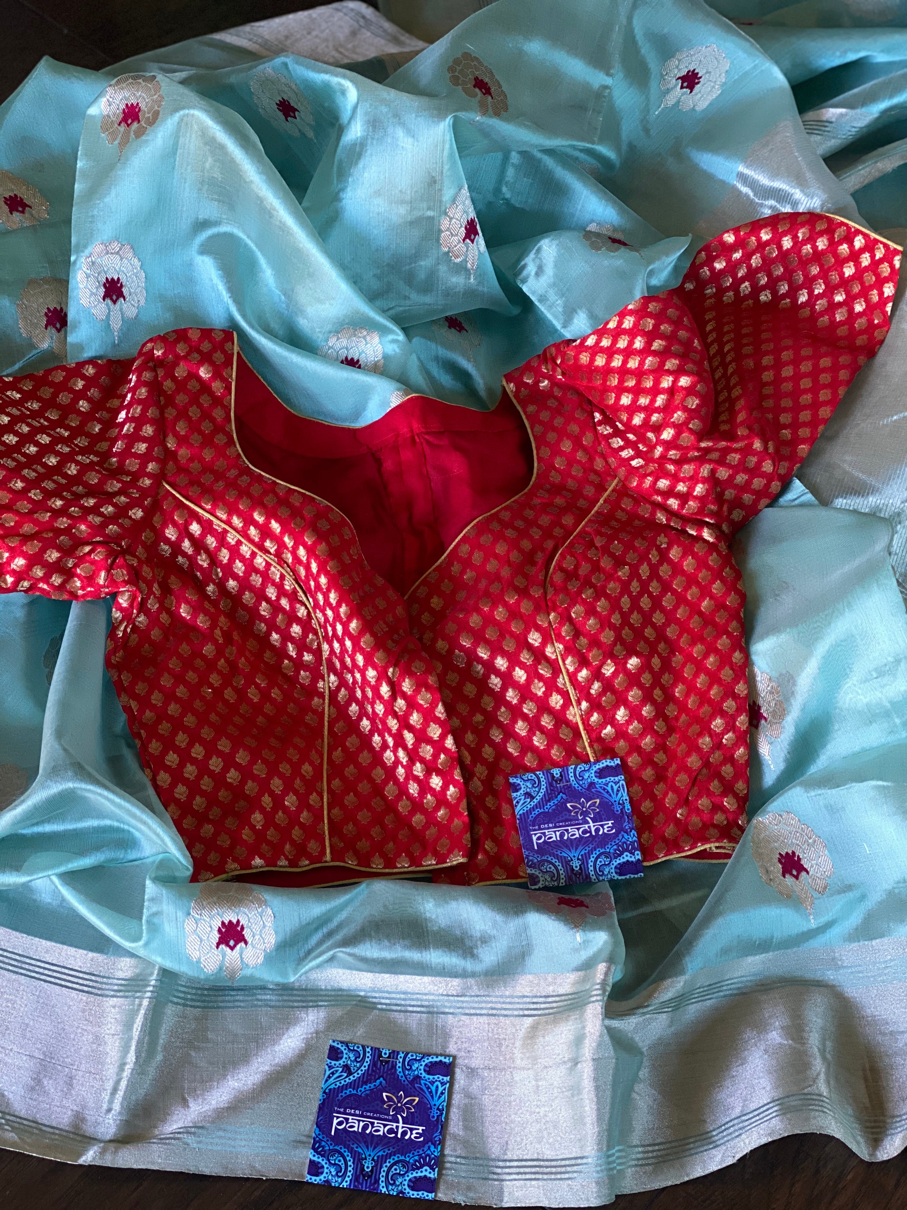 Designer Blouse - Red Banarasi Motifs