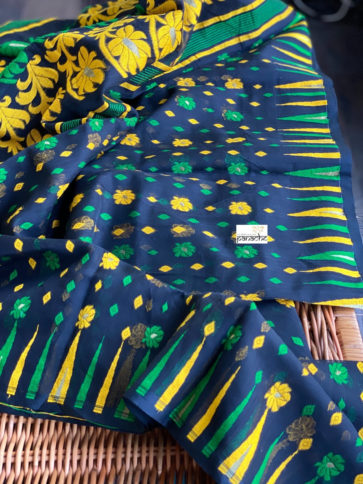 Soft Jamdaani- Black Green Yellow Woven