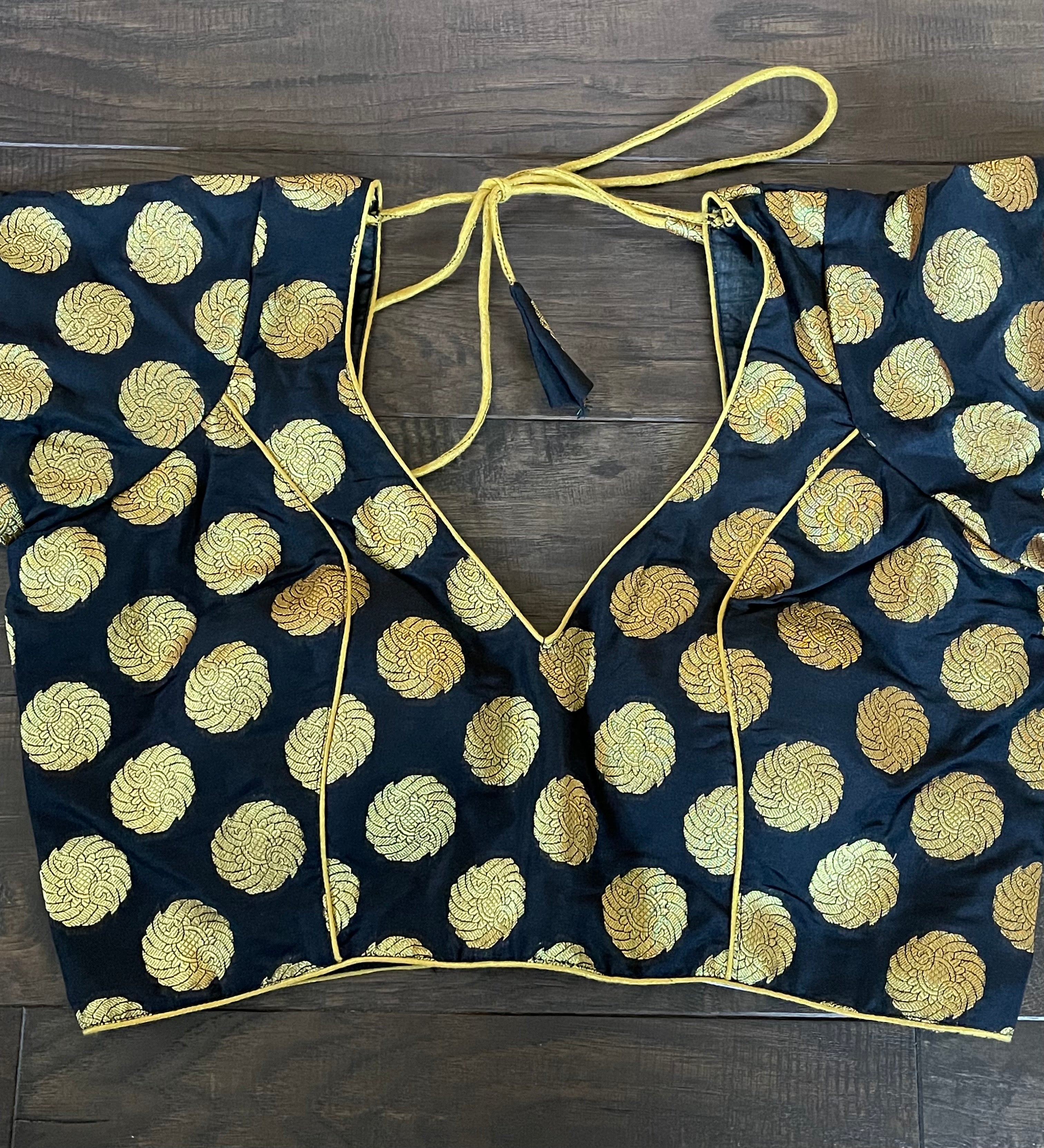 Designer Blouse - Black Gold Zari